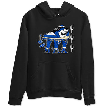 1s Game Royal shirts to match jordans Devil Babies sneaker match tees Air Jordan 1 Retro Low OG Game Royal match shoes to clothes SNRT Sneaker Tees unisex cotton Black 2 shirts
