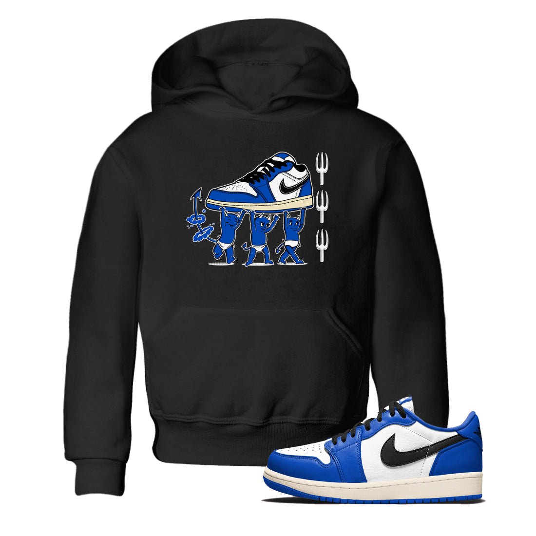 1s Game Royal shirts to match jordans Devil Babies sneaker match tees Air Jordan 1 Retro Low OG Game Royal match shoes to clothes SNRT Sneaker Tees Youth Baby Black 1 tee