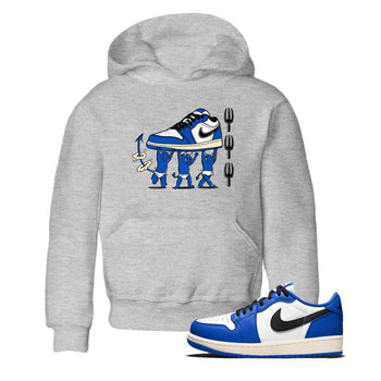 1s Game Royal shirts to match jordans Devil Babies sneaker match tees Air Jordan 1 Retro Low OG Game Royal match shoes to clothes SNRT Sneaker Tees Youth Baby Heather Grey 1 tee