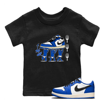 1s Game Royal shirts to match jordans Devil Babies sneaker match tees Air Jordan 1 Retro Low OG Game Royal match shoes to clothes SNRT Sneaker Tees Youth Baby Black 1 tee