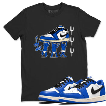 1s Game Royal shirts to match jordans Devil Babies sneaker match tees Air Jordan 1 Retro Low OG Game Royal match shoes to clothes SNRT Sneaker Tees unisex cotton Black 1 shirts