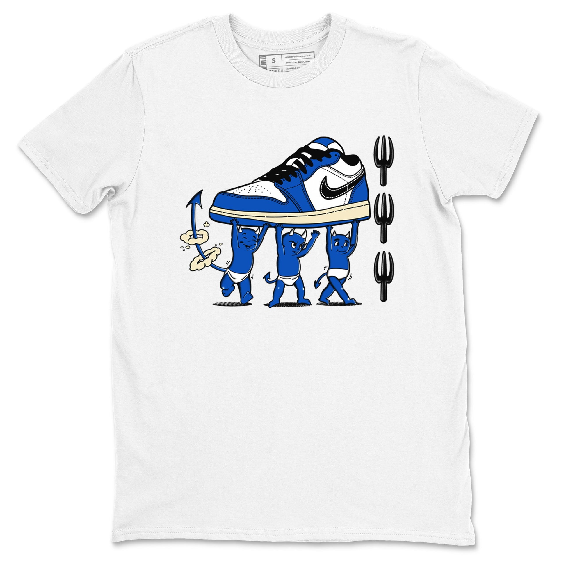1s Game Royal shirts to match jordans Devil Babies sneaker match tees Air Jordan 1 Retro Low OG Game Royal match shoes to clothes SNRT Sneaker Tees unisex cotton White 2 shirts