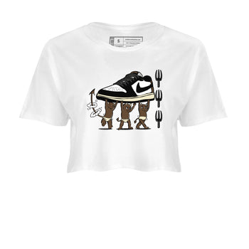 1s Mocha shirts to match jordans Devil Babies sneaker match tees Air Jordan 1 Mocha SNRT Sneaker Release Tees unisex cotton White 2 Crop Shirts