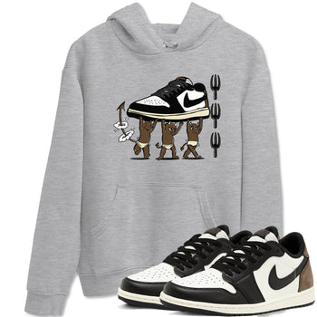 1s Mocha shirts to match jordans Devil Babies sneaker match tees Air Jordan 1 Mocha SNRT Sneaker Release Tees unisex cotton Heather Grey 1 crew neck shirts