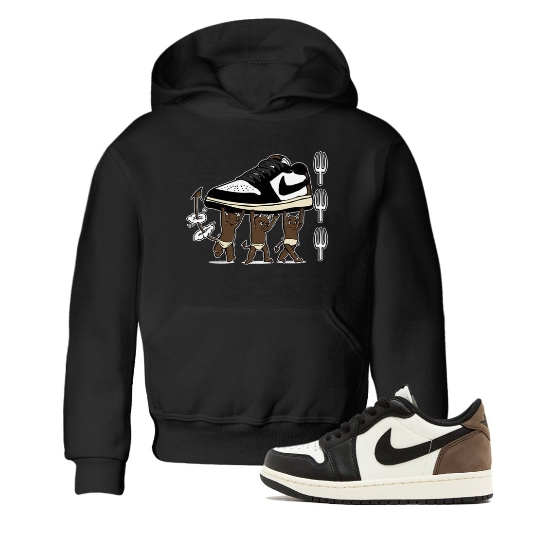 1s Mocha shirts to match jordans Devil Babies sneaker match tees Air Jordan 1 Mocha SNRT Sneaker Release Tees Youth Baby Black 1 crew neck shirts