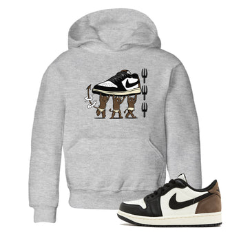 1s Mocha shirts to match jordans Devil Babies sneaker match tees Air Jordan 1 Mocha SNRT Sneaker Release Tees Youth Baby Heather Grey 1 crew neck shirts