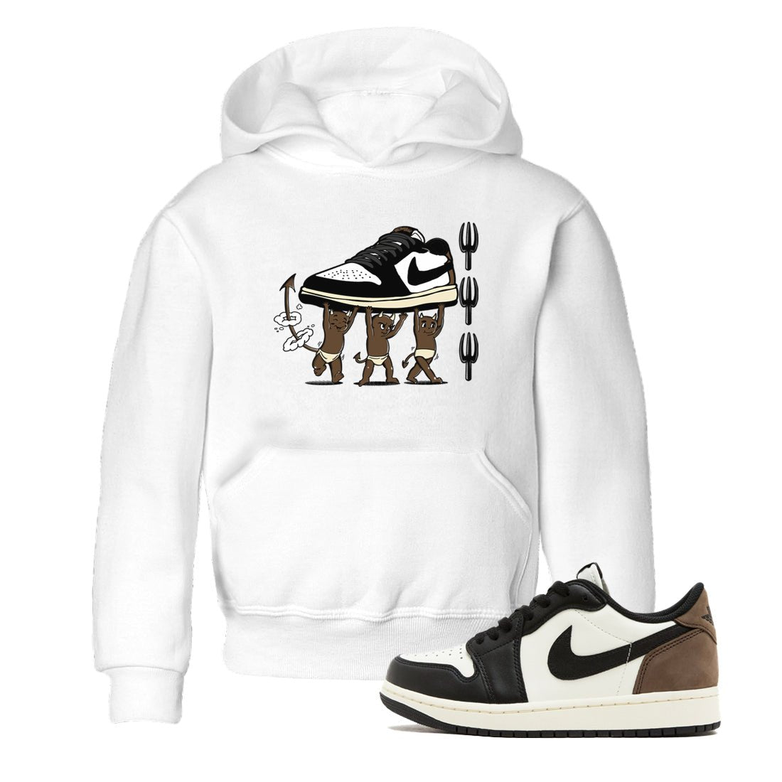 1s Mocha shirts to match jordans Devil Babies sneaker match tees Air Jordan 1 Mocha SNRT Sneaker Release Tees Youth Baby White 1 crew neck shirts