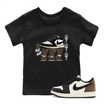 1s Mocha shirts to match jordans Devil Babies sneaker match tees Air Jordan 1 Mocha SNRT Sneaker Release Tees Youth Baby Black 1 crew neck shirts