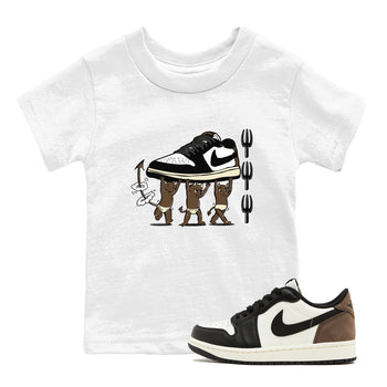1s Mocha shirts to match jordans Devil Babies sneaker match tees Air Jordan 1 Mocha SNRT Sneaker Release Tees Youth Baby White 1 crew neck shirts