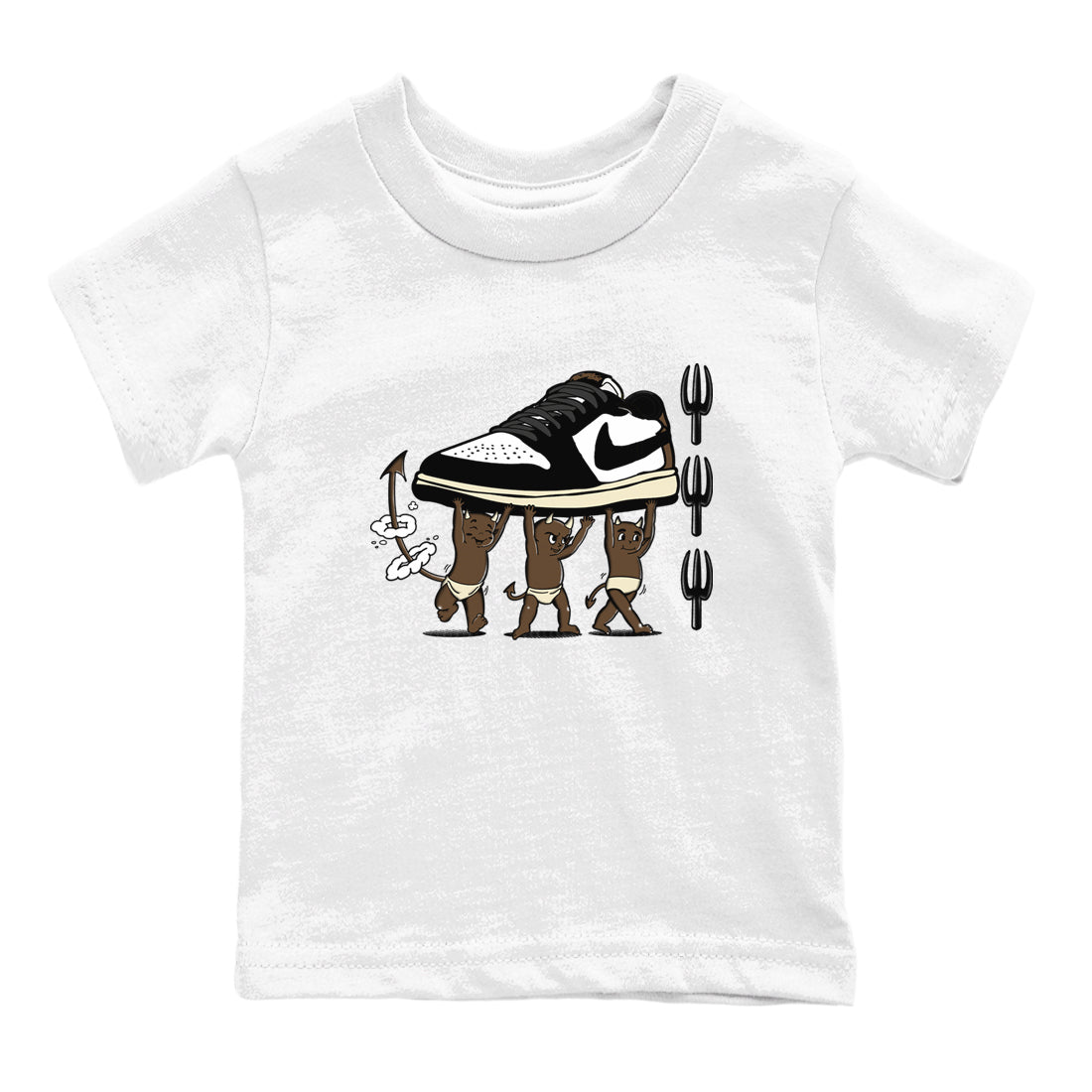 1s Mocha shirts to match jordans Devil Babies sneaker match tees Air Jordan 1 Mocha SNRT Sneaker Release Tees Youth Baby White 2 crew neck shirts