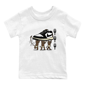 1s Mocha shirts to match jordans Devil Babies sneaker match tees Air Jordan 1 Mocha SNRT Sneaker Release Tees Youth Baby White 2 crew neck shirts