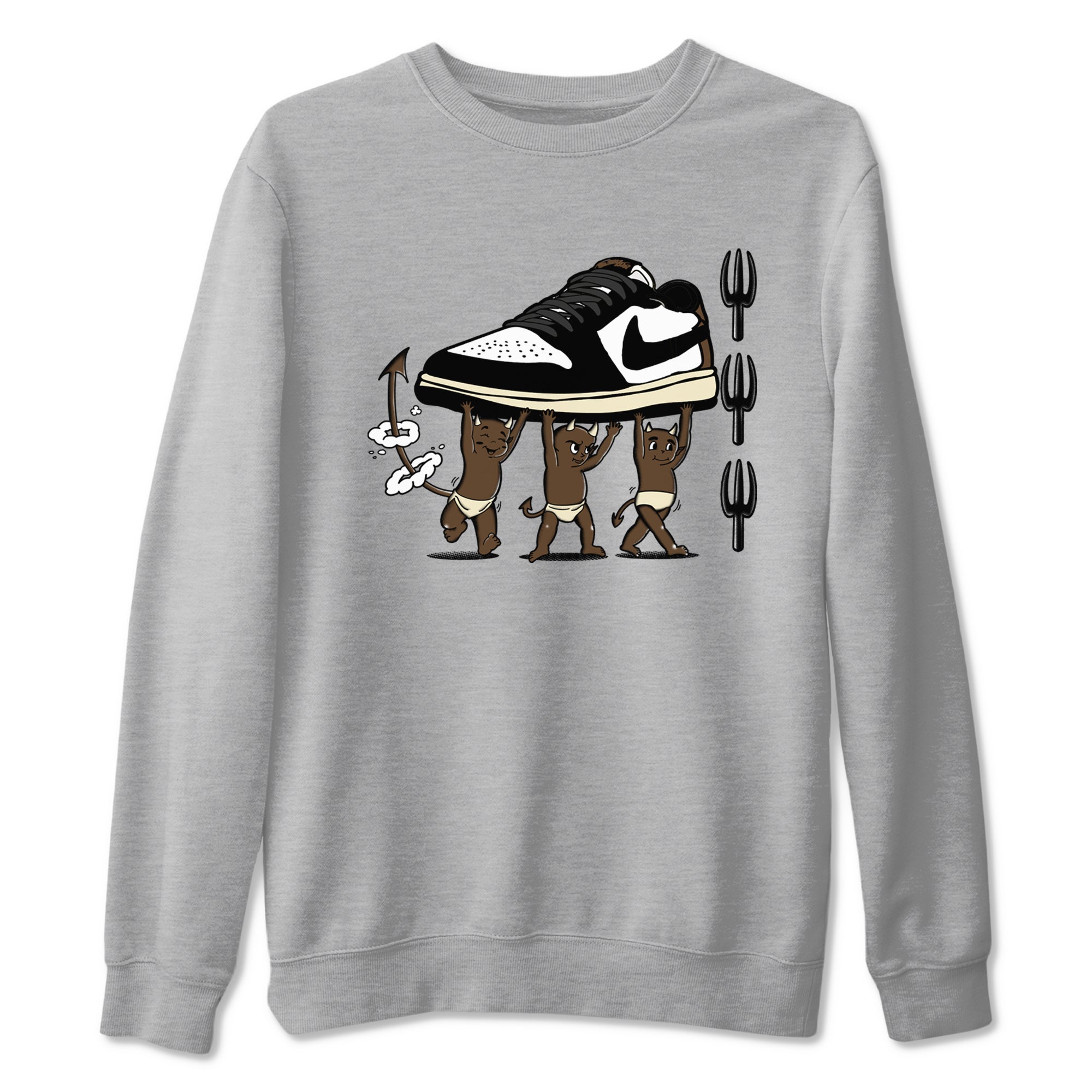 1s Mocha shirts to match jordans Devil Babies sneaker match tees Air Jordan 1 Mocha SNRT Sneaker Release Tees unisex cotton Heather Grey 2 crew neck shirts