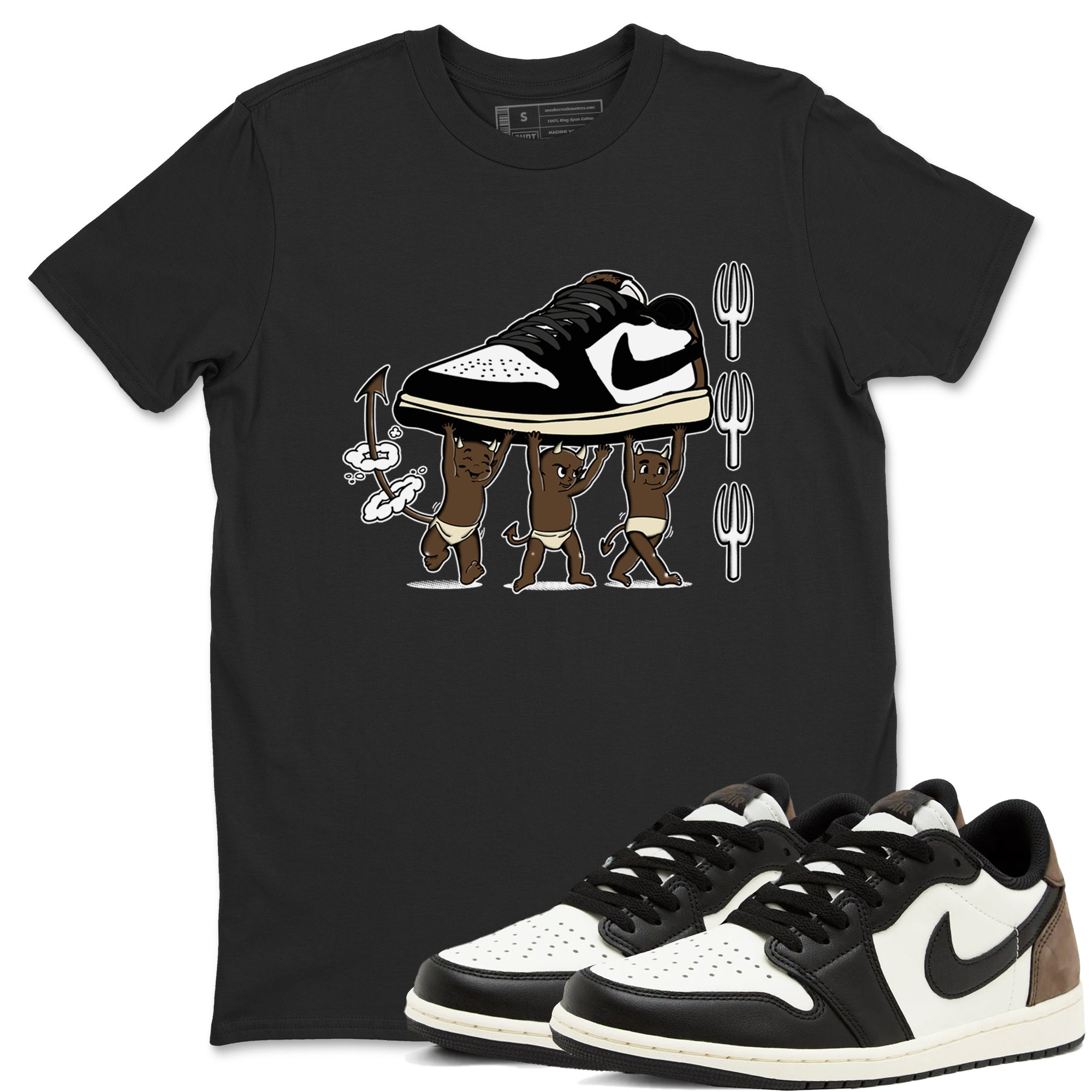 1s Mocha shirts to match jordans Devil Babies sneaker match tees Air Jordan 1 Mocha SNRT Sneaker Release Tees unisex cotton Black 1 crew neck shirts