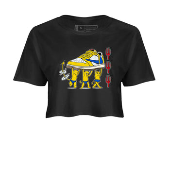 1s Travis Scott Canary shirts to match jordans Devil Babies sneaker match tees Air Jordan 1 Travis Scott Canary SNRT Sneaker Release Tees unisex cotton Black 2 Crop Shirts