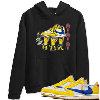 1s Travis Scott Canary shirts to match jordans Devil Babies sneaker match tees Air Jordan 1 Travis Scott Canary SNRT Sneaker Release Tees unisex cotton Black 1 crew neck shirts