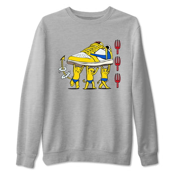 1s Travis Scott Canary shirts to match jordans Devil Babies sneaker match tees Air Jordan 1 Travis Scott Canary SNRT Sneaker Release Tees unisex cotton Heather Grey 2 crew neck shirts