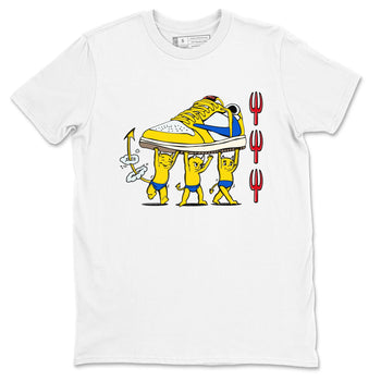 1s Travis Scott Canary shirts to match jordans Devil Babies sneaker match tees Air Jordan 1 Travis Scott Canary SNRT Sneaker Release Tees unisex cotton White 2 crew neck shirts