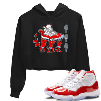 11s Cherry shirts to match jordans Devil Babies sneaker match tees Air Jordan 11 Retro Cherry match shoes to clothes SNRT Sneaker Tees unisex cotton Black 1 crop tee