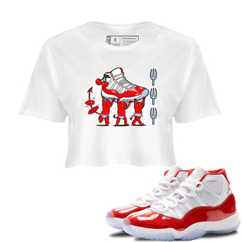 11s Cherry shirts to match jordans Devil Babies sneaker match tees Air Jordan 11 Retro Cherry match shoes to clothes SNRT Sneaker Tees unisex cotton White 1 crop tee
