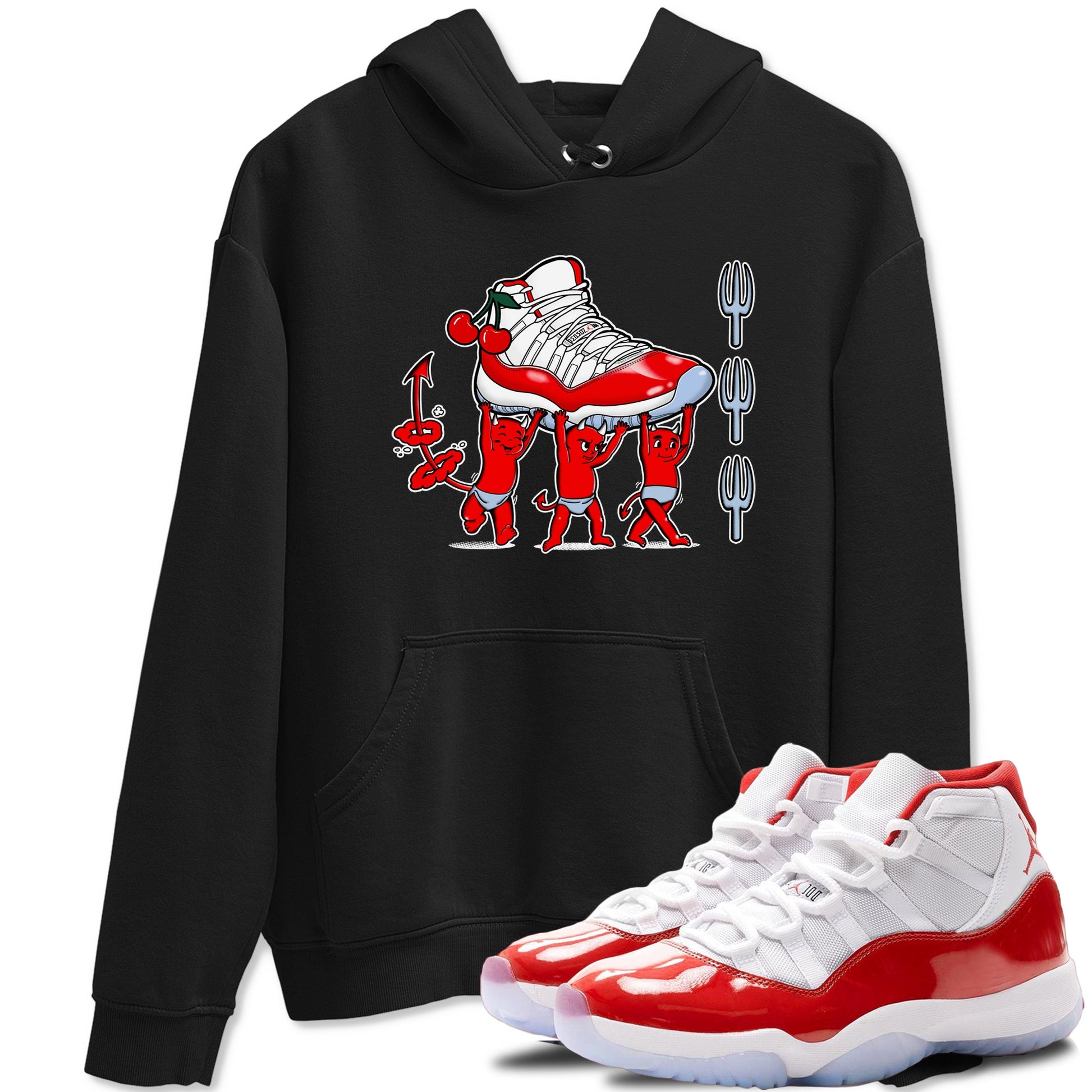 11s Cherry shirts to match jordans Devil Babies sneaker match tees Air Jordan 11 Retro Cherry match shoes to clothes SNRT Sneaker Tees unisex cotton Black 1 shirts