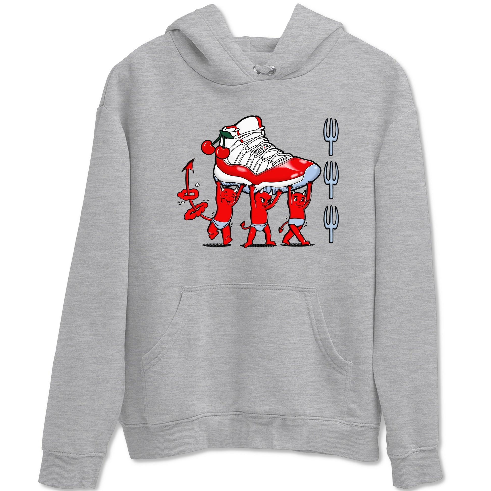 11s Cherry shirts to match jordans Devil Babies sneaker match tees Air Jordan 11 Retro Cherry match shoes to clothes SNRT Sneaker Tees unisex cotton Heather Grey 2 shirts