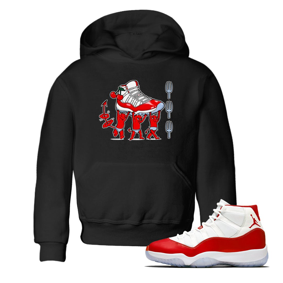 11s Cherry shirts to match jordans Devil Babies sneaker match tees Air Jordan 11 Retro Cherry match shoes to clothes SNRT Sneaker Tees Youth Baby Black 1 tee