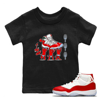 11s Cherry shirts to match jordans Devil Babies sneaker match tees Air Jordan 11 Retro Cherry match shoes to clothes SNRT Sneaker Tees Youth Baby Black 1 tee