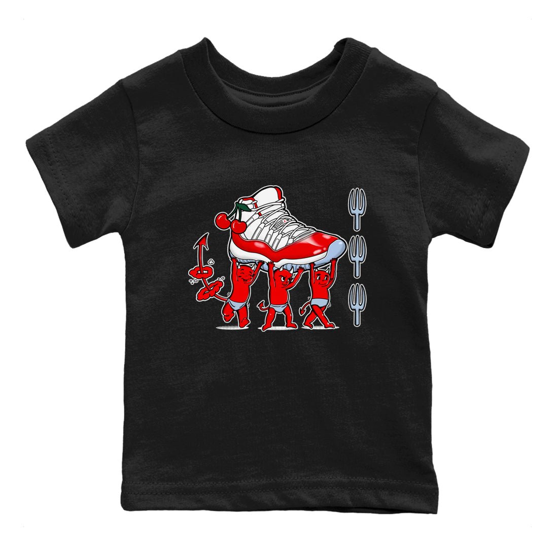 11s Cherry shirts to match jordans Devil Babies sneaker match tees Air Jordan 11 Retro Cherry match shoes to clothes SNRT Sneaker Tees Youth Baby Black 2 tee