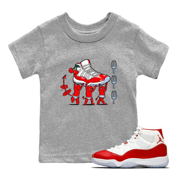 11s Cherry shirts to match jordans Devil Babies sneaker match tees Air Jordan 11 Retro Cherry match shoes to clothes SNRT Sneaker Tees Youth Baby Heather Grey 1 tee