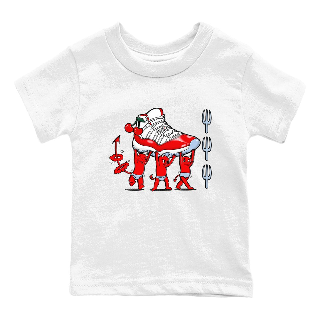 11s Cherry shirts to match jordans Devil Babies sneaker match tees Air Jordan 11 Retro Cherry match shoes to clothes SNRT Sneaker Tees Youth Baby White 2 tee