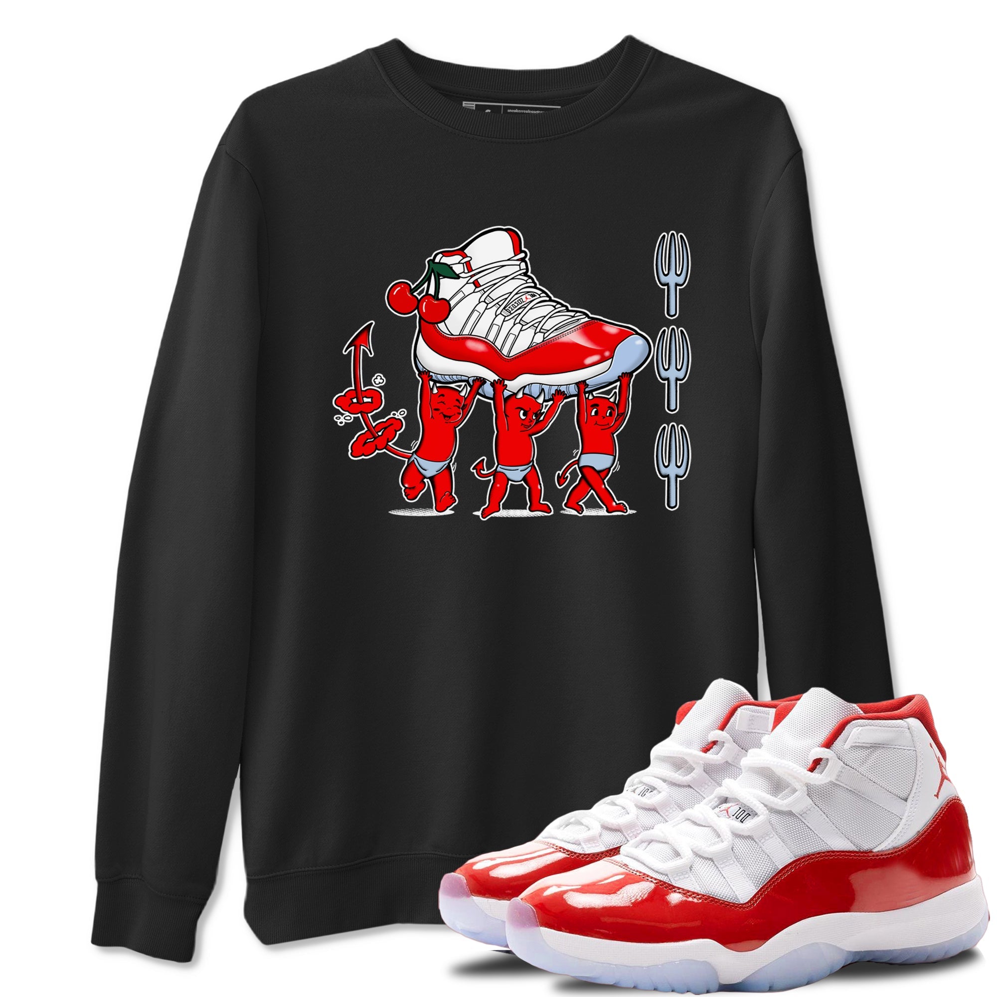11s Cherry shirts to match jordans Devil Babies sneaker match tees Air Jordan 11 Retro Cherry match shoes to clothes SNRT Sneaker Tees unisex cotton Black 1 shirts