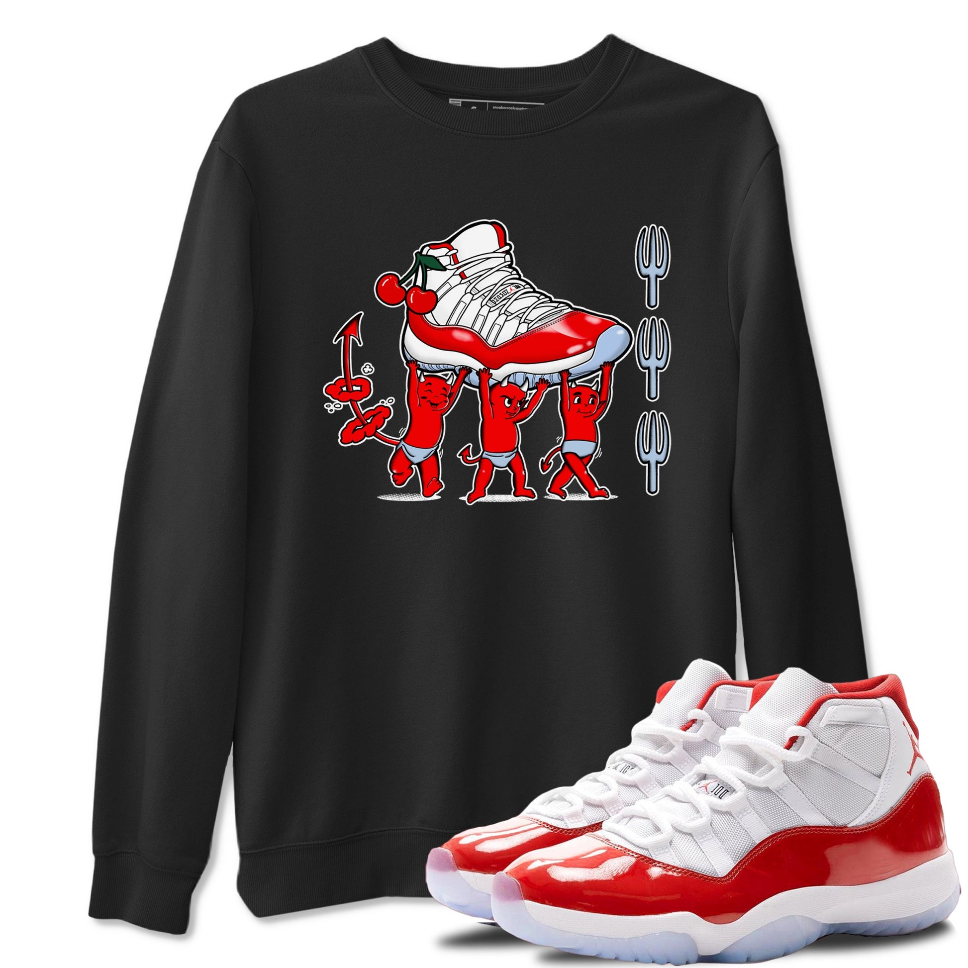11s Cherry shirts to match jordans Devil Babies sneaker match tees Air Jordan 11 Retro Cherry match shoes to clothes SNRT Sneaker Tees unisex cotton Black 1 shirts