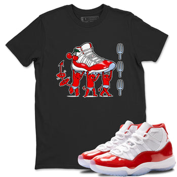 11s Cherry shirts to match jordans Devil Babies sneaker match tees Air Jordan 11 Retro Cherry match shoes to clothes SNRT Sneaker Tees unisex cotton Black 1 shirts