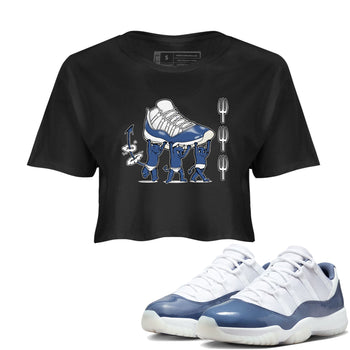 Air Jordan 11 Low Diffused Blue shirts to match jordans Devil Babies sneaker match tees 11s Diffused Blue SNRT Sneaker Release Tees unisex cotton Black 1 Crop Shirts