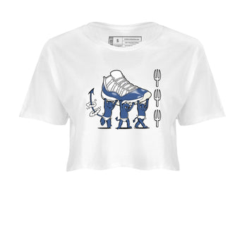 Air Jordan 11 Low Diffused Blue shirts to match jordans Devil Babies sneaker match tees 11s Diffused Blue SNRT Sneaker Release Tees unisex cotton White 2 Crop Shirts