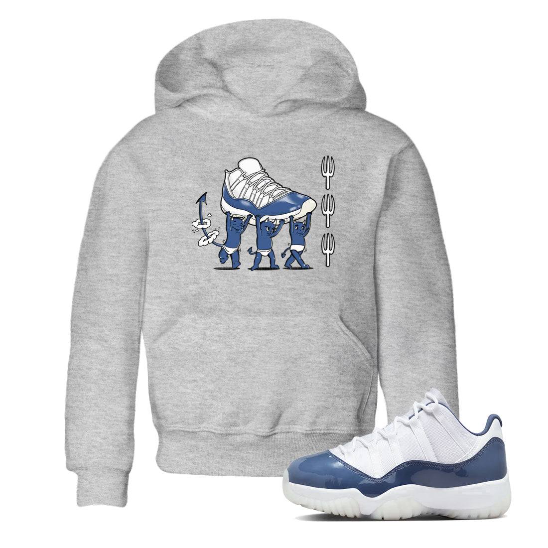 Air Jordan 11 Low Diffused Blue shirts to match jordans Devil Babies sneaker match tees 11s Diffused Blue SNRT Sneaker Release Tees Youth Baby Heather Grey 1 crew neck shirts