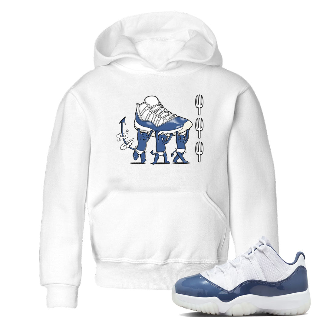 Air Jordan 11 Low Diffused Blue shirts to match jordans Devil Babies sneaker match tees 11s Diffused Blue SNRT Sneaker Release Tees Youth Baby White 1 crew neck shirts