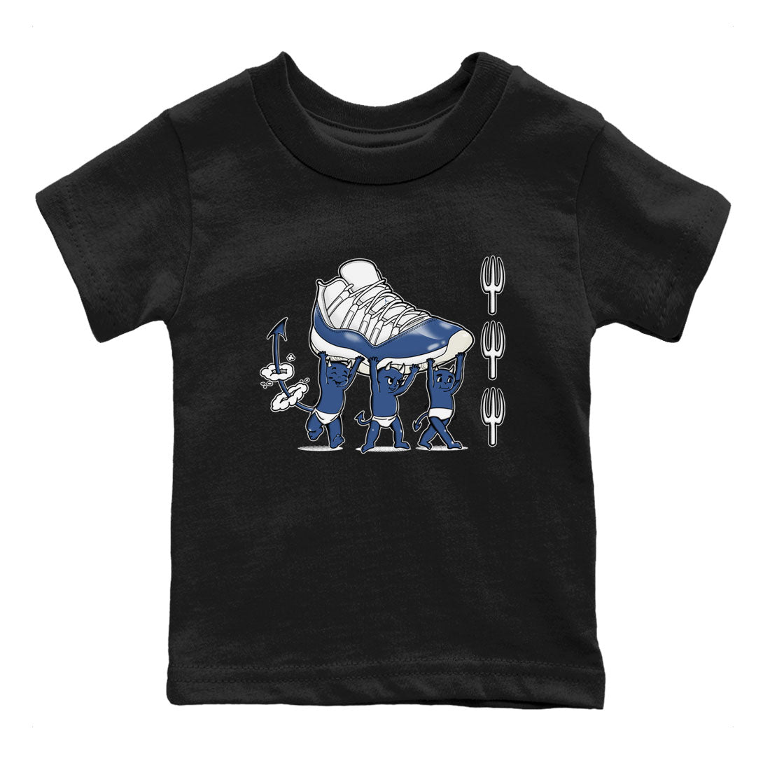 Air Jordan 11 Low Diffused Blue shirts to match jordans Devil Babies sneaker match tees 11s Diffused Blue SNRT Sneaker Release Tees Youth Baby Black 2 crew neck shirts