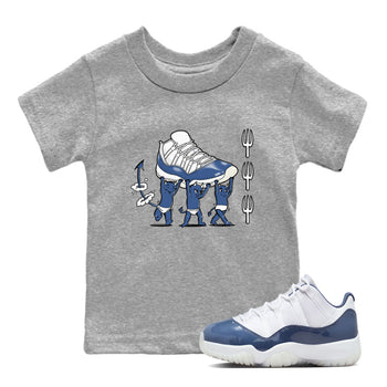 Air Jordan 11 Low Diffused Blue shirts to match jordans Devil Babies sneaker match tees 11s Diffused Blue SNRT Sneaker Release Tees Youth Baby Heather Grey 1 crew neck shirts