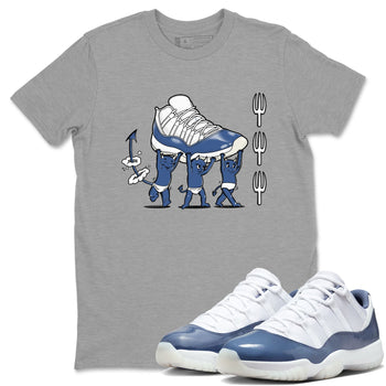 Air Jordan 11 Low Diffused Blue shirts to match jordans Devil Babies sneaker match tees 11s Diffused Blue SNRT Sneaker Release Tees unisex cotton Heather Grey 1 crew neck shirts