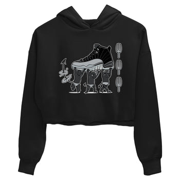 12s Black Wolf Grey shirts to match jordans Devil Babies sneaker match tees Air Jordan 12 Black Wolf Grey SNRT Sneaker Release Tees unisex cotton Black 2 Crop Shirts