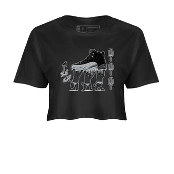 12s Black Wolf Grey shirts to match jordans Devil Babies sneaker match tees Air Jordan 12 Black Wolf Grey SNRT Sneaker Release Tees unisex cotton Black 2 Crop Shirts