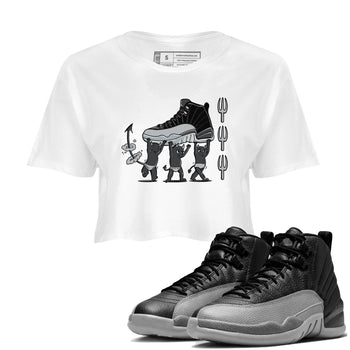 12s Black Wolf Grey shirts to match jordans Devil Babies sneaker match tees Air Jordan 12 Black Wolf Grey SNRT Sneaker Release Tees unisex cotton White 1 Crop Shirts