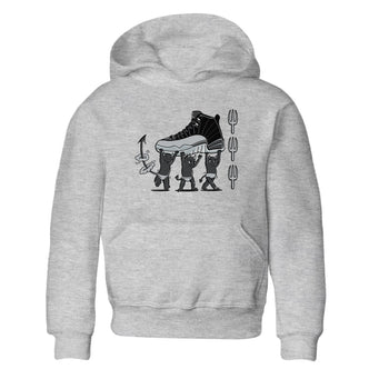 12s Black Wolf Grey shirts to match jordans Devil Babies sneaker match tees Air Jordan 12 Black Wolf Grey SNRT Sneaker Release Tees Youth Baby Heather Grey 2 crew neck shirts