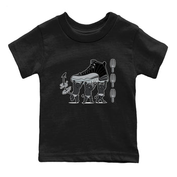 12s Black Wolf Grey shirts to match jordans Devil Babies sneaker match tees Air Jordan 12 Black Wolf Grey SNRT Sneaker Release Tees Youth Baby Black 2 crew neck shirts