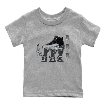 12s Black Wolf Grey shirts to match jordans Devil Babies sneaker match tees Air Jordan 12 Black Wolf Grey SNRT Sneaker Release Tees Youth Baby Heather Grey 2 crew neck shirts