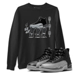 12s Black Wolf Grey shirts to match jordans Devil Babies sneaker match tees Air Jordan 12 Black Wolf Grey SNRT Sneaker Release Tees unisex cotton Black 1 crew neck shirts