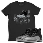 12s Black Wolf Grey shirts to match jordans Devil Babies sneaker match tees Air Jordan 12 Black Wolf Grey SNRT Sneaker Release Tees unisex cotton Black 1 crew neck shirts