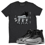 12s Black Wolf Grey shirts to match jordans Devil Babies sneaker match tees Air Jordan 12 Black Wolf Grey SNRT Sneaker Release Tees unisex cotton Charcoal Heather 1 crew neck shirts