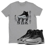 12s Black Wolf Grey shirts to match jordans Devil Babies sneaker match tees Air Jordan 12 Black Wolf Grey SNRT Sneaker Release Tees unisex cotton Heather Grey 1 crew neck shirts